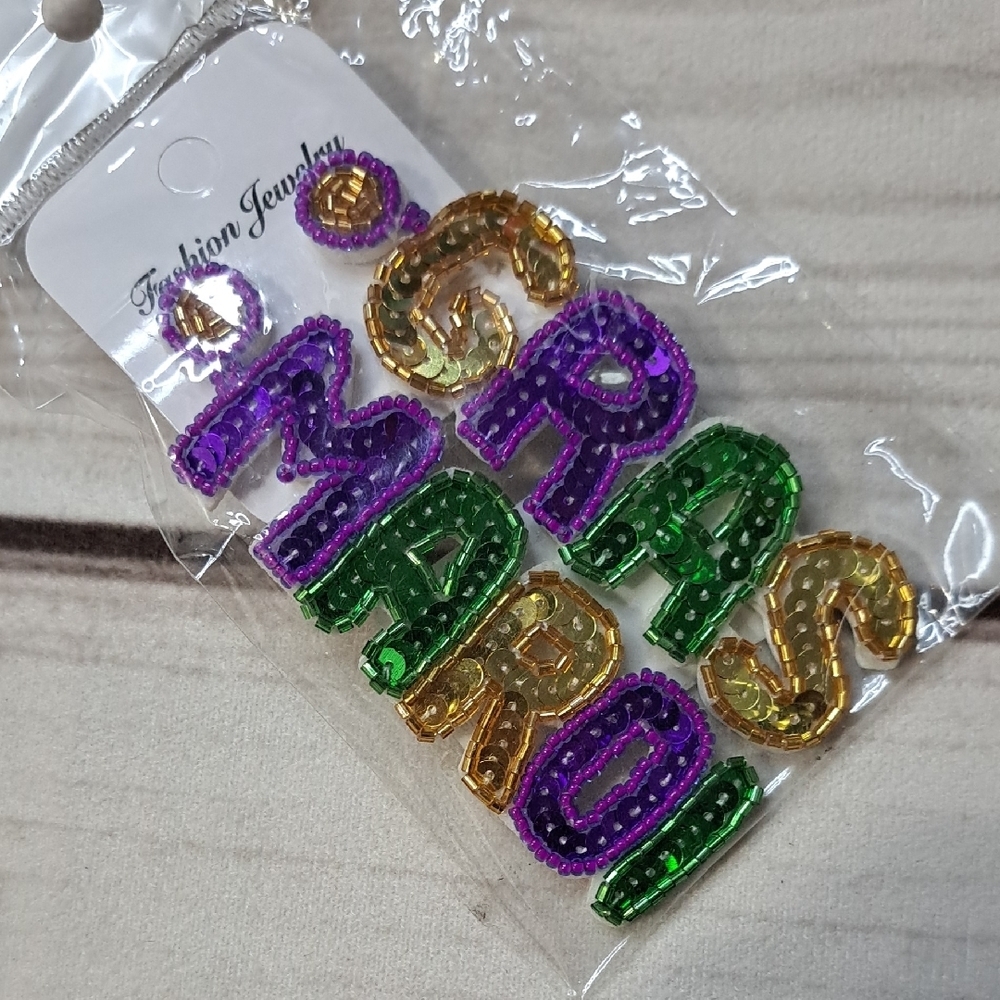 Mardi Gras Sequin Earrings